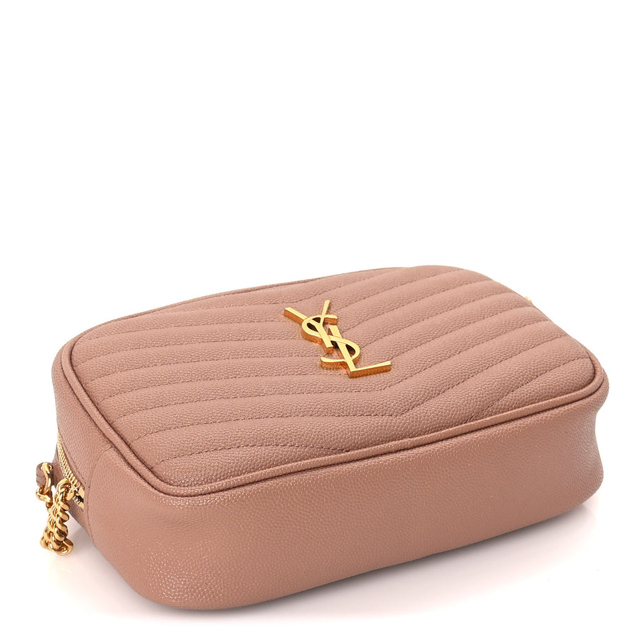Saint Laurent Grain De Poudre Matelasse Monogram Mini Lou Camera Bag  Vintage Peach Image 3