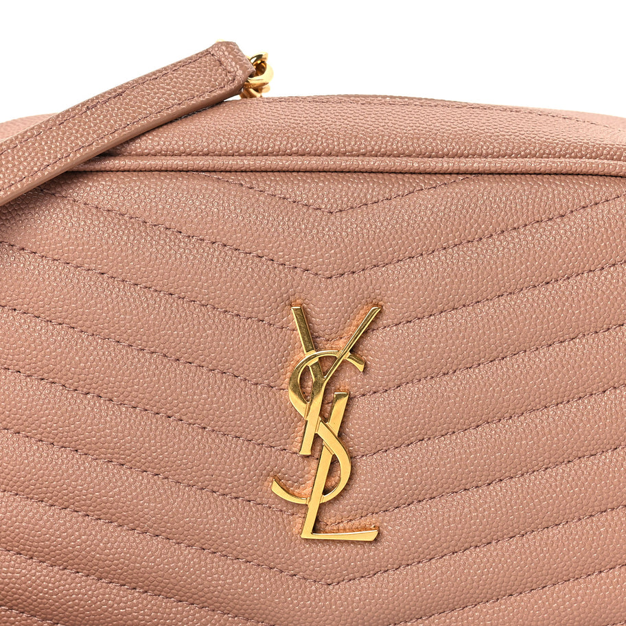 Saint Laurent Grain De Poudre Matelasse Monogram Mini Lou Camera Bag  Vintage Peach Image 6