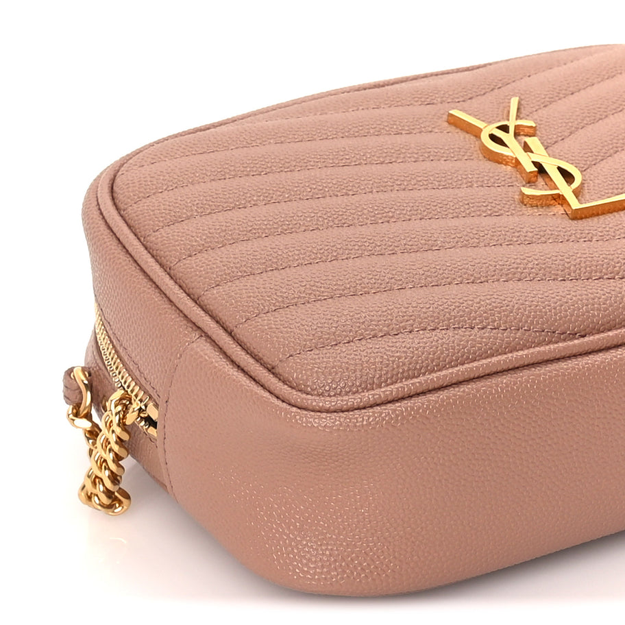 Saint Laurent Grain De Poudre Matelasse Monogram Mini Lou Camera Bag  Vintage Peach Image 7