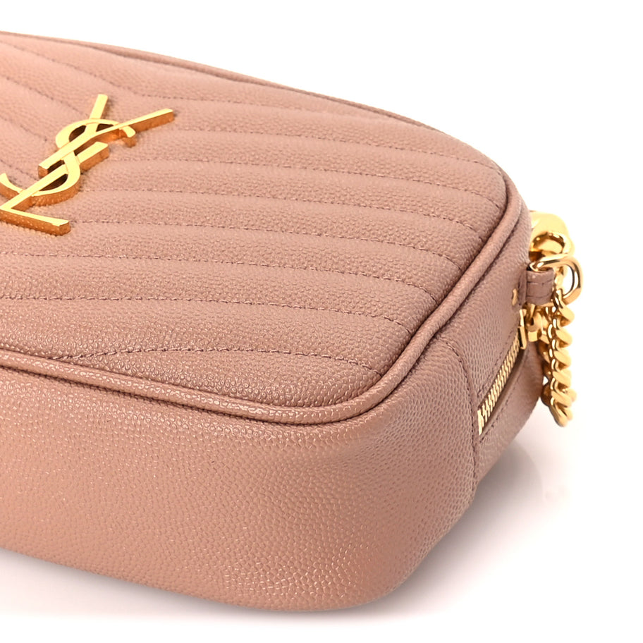 Saint Laurent Grain De Poudre Matelasse Monogram Mini Lou Camera Bag  Vintage Peach Image 8