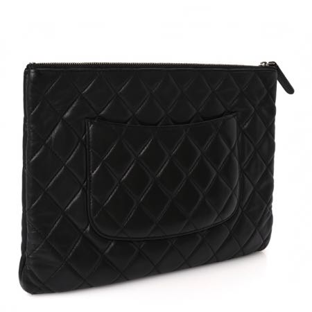 Chanel Lambskin Quilted Medium Cosmetic Case Black Image 3