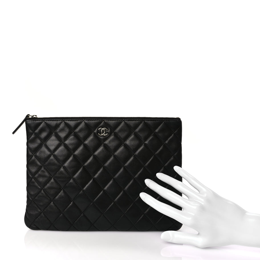 Chanel Lambskin Quilted Medium Cosmetic Case Black Image 6