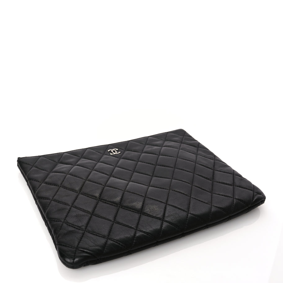 Chanel Lambskin Quilted Medium Cosmetic Case Black Image 8