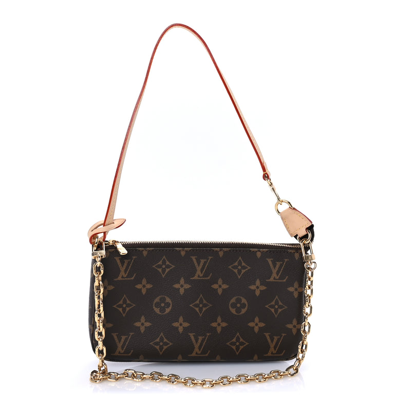  Louis Vuitton Monogram Chain Pochette Accessories Brown