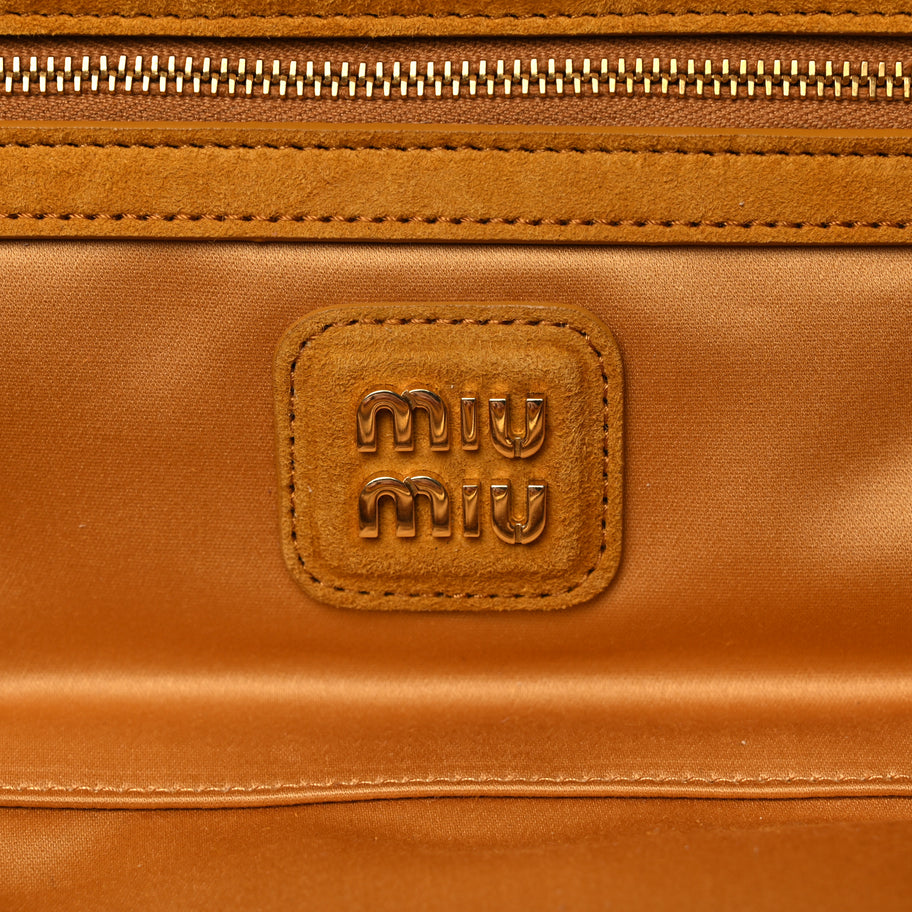 Miu Miu Suede Matelasse Large Arcadie Top Handle Bag Whiskey Image 5
