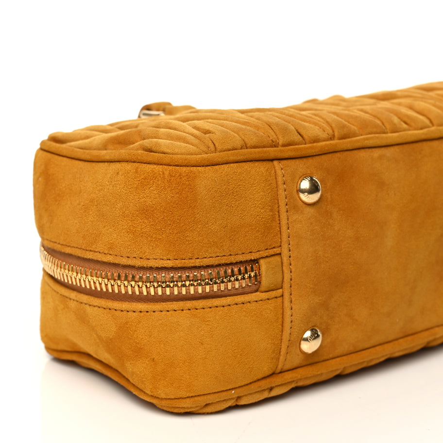 Miu Miu Suede Matelasse Large Arcadie Top Handle Bag Whiskey Image 8
