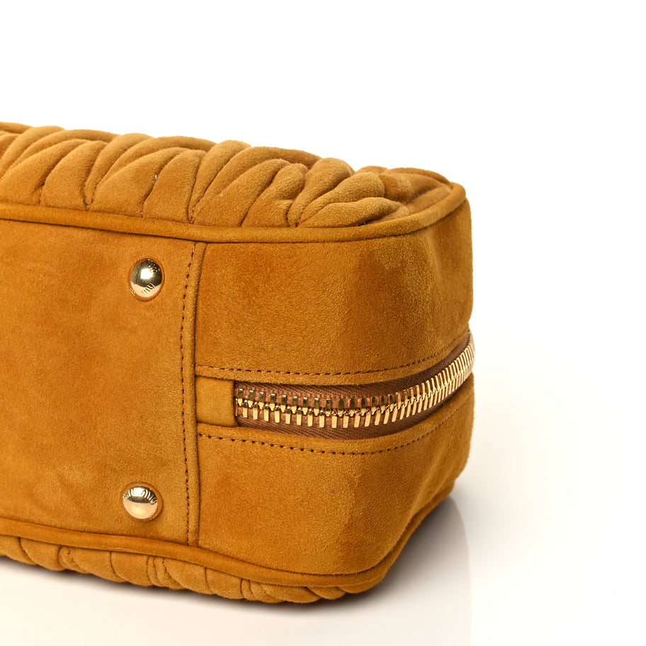 Miu Miu Suede Matelasse Large Arcadie Top Handle Bag Whiskey Image 9