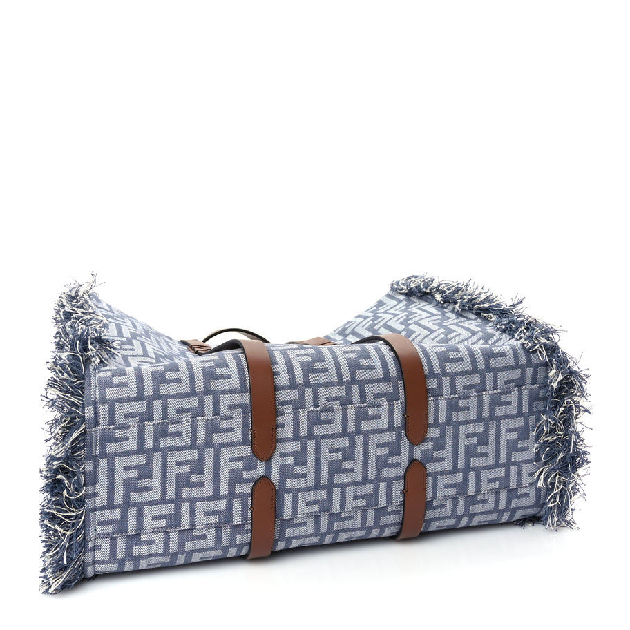 Fendi Denim Vitello King F is Fendi FF Embroidered Summer Tote Myrtle Dark Nut Image 3
