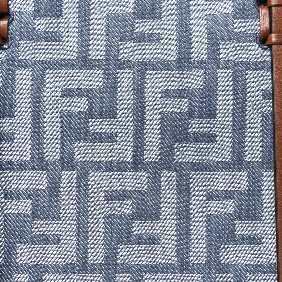 Fendi Denim Vitello King F is Fendi FF Embroidered Summer Tote Myrtle Dark Nut Image 6