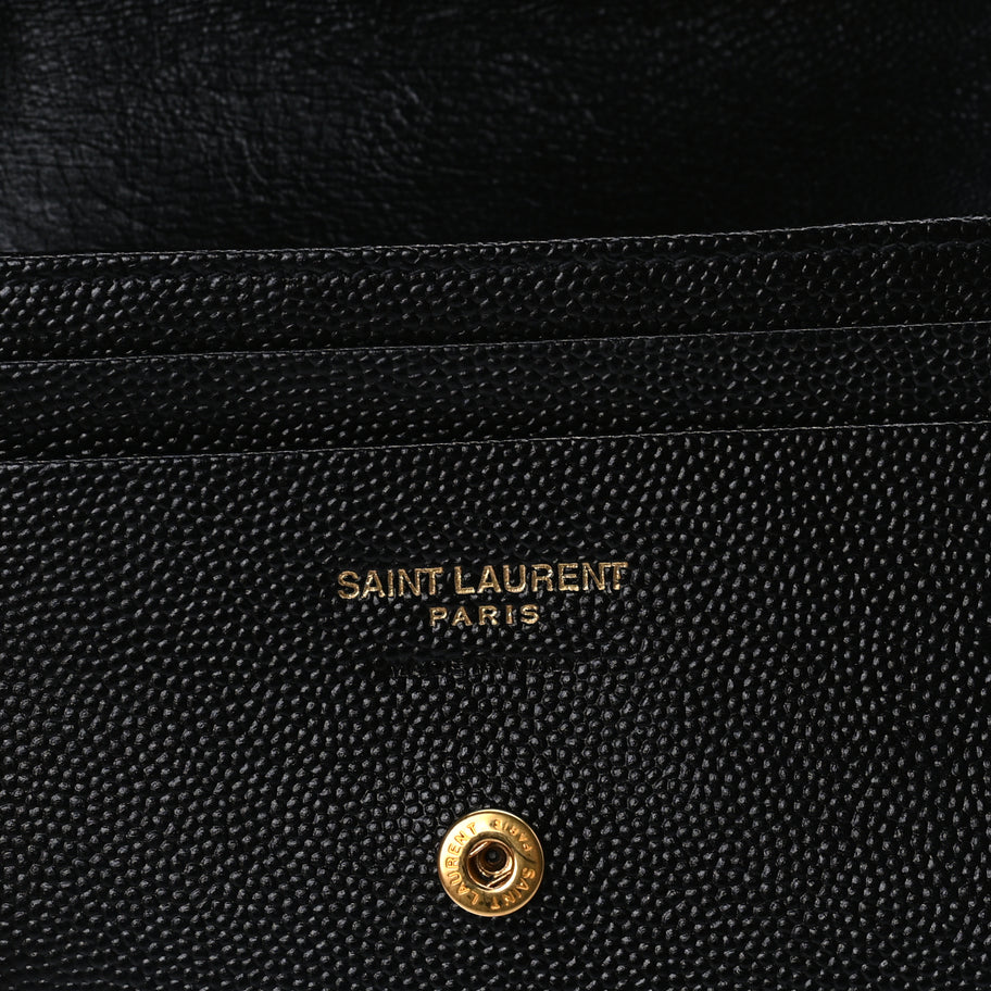 Saint Laurent Grain De Poudre Matelasse Chevron Cassandre Card Case Black Image 6