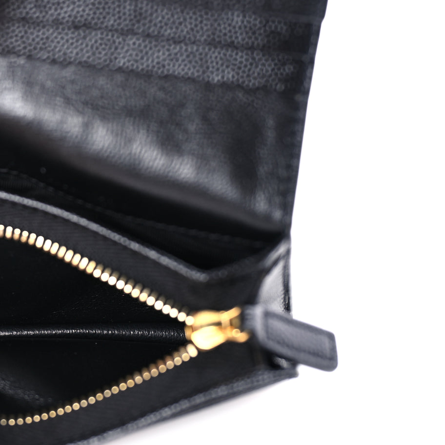Saint Laurent Grain De Poudre Matelasse Chevron Cassandre Card Case Black Image 7