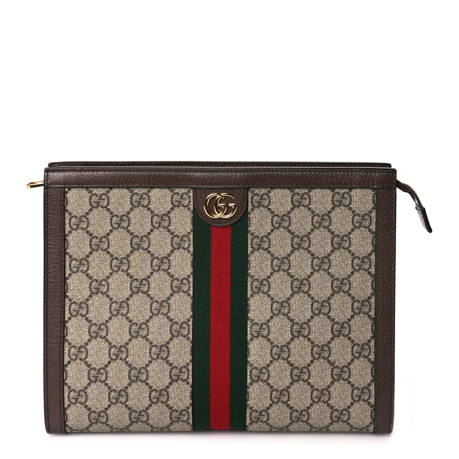 Gucci GG Supreme Monogram Web Ophidia Pouch Brown Image 1