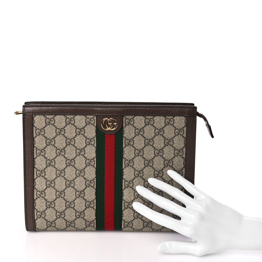 Gucci GG Supreme Monogram Web Ophidia Pouch Brown Image 2