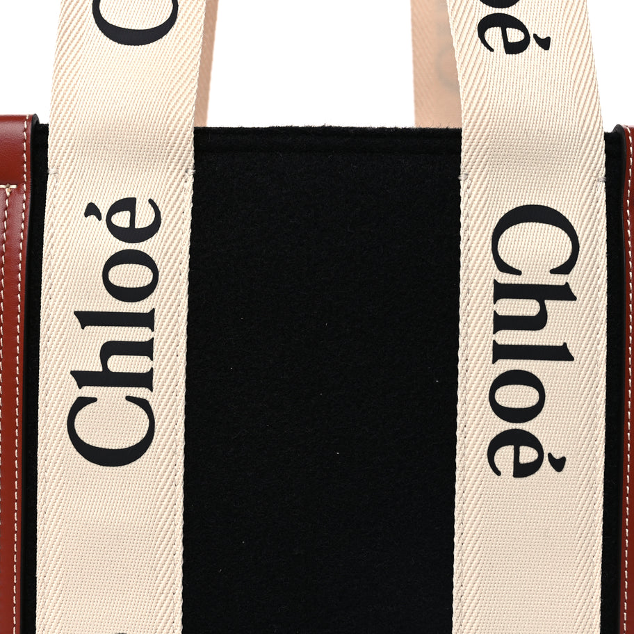 Chloe Felt Calfskin Medium Woody Ribbon Tote Beige Image 6