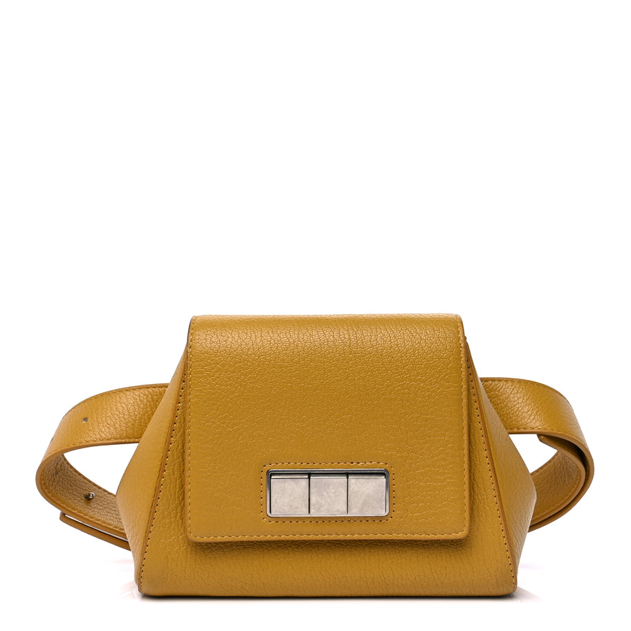 Bottega Veneta Grained Calfskin Geometric Belt Bag  Mustard Yellow Image 1