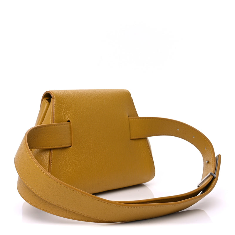  Bottega Veneta Grained Calfskin Geometric Belt Bag  Mustard Yellow
