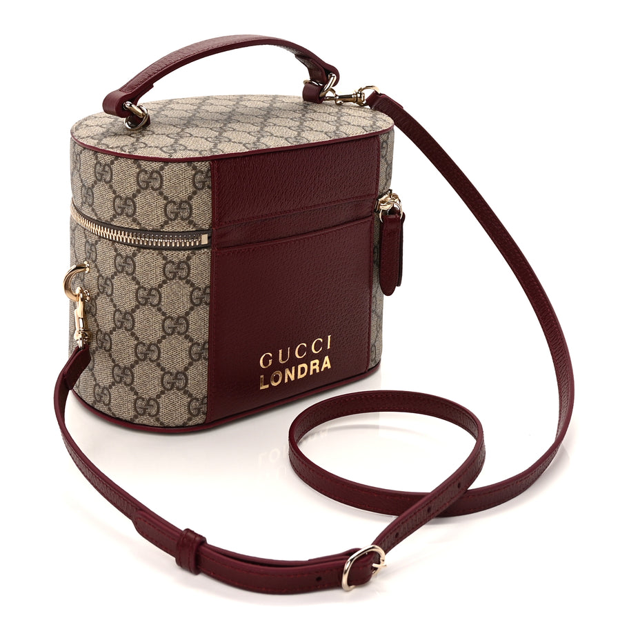 Gucci GG Supreme Monogram Ancora Calfskin Vanity Cosmetic Case  Beige Ebony Rosso Image 2