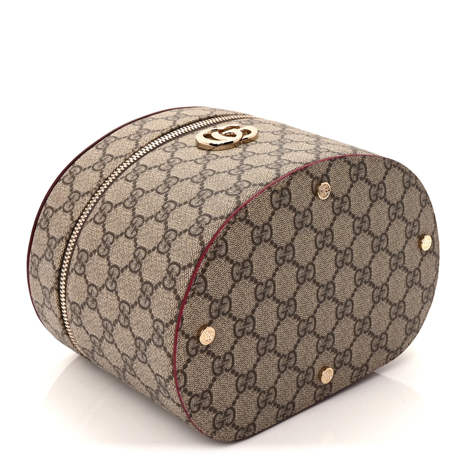 Gucci GG Supreme Monogram Ancora Calfskin Vanity Cosmetic Case  Beige Ebony Rosso Image 3
