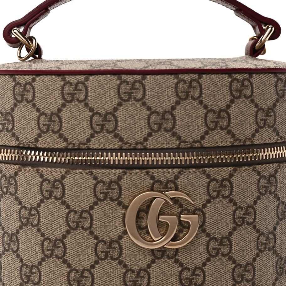 Gucci GG Supreme Monogram Ancora Calfskin Vanity Cosmetic Case  Beige Ebony Rosso Image 4