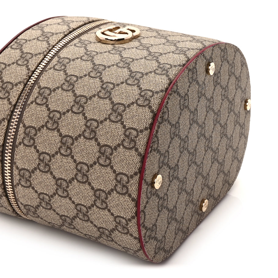 Gucci GG Supreme Monogram Ancora Calfskin Vanity Cosmetic Case  Beige Ebony Rosso Image 7