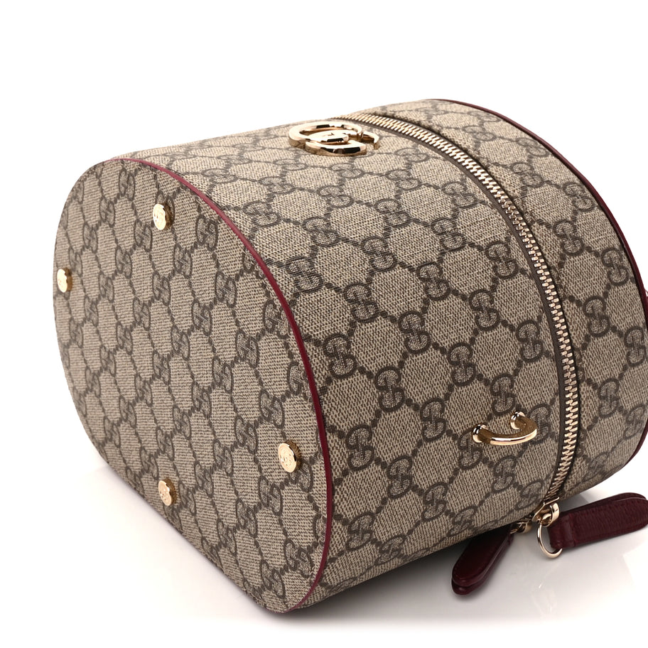 Gucci GG Supreme Monogram Ancora Calfskin Vanity Cosmetic Case  Beige Ebony Rosso Image 8