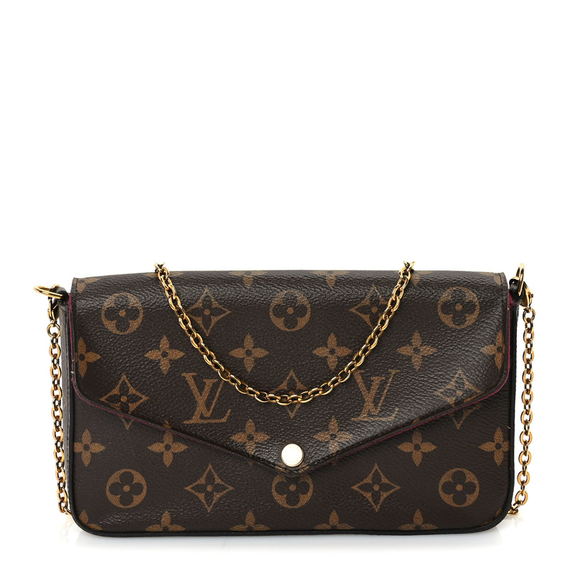  Louis Vuitton Monogram Pochette Felicie Chain Wallet  Fuchsia