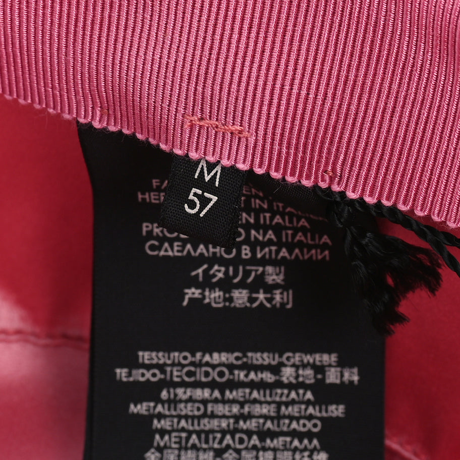 Gucci Glittered Straw Grosgrain Wide Brim Hat M  Gold Black Image 8