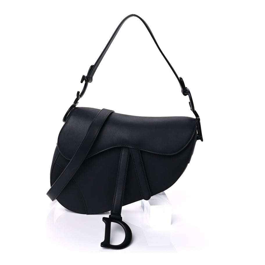Christian Dior Ultra Matte Calfskin Saddle Bag With Strap  Black Image 1