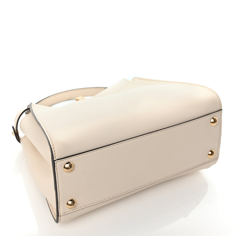 Fendi Vitello Seta Suede FF Mini Peekaboo Iconic Satchel Uovo Sigaro Marrone Image 3