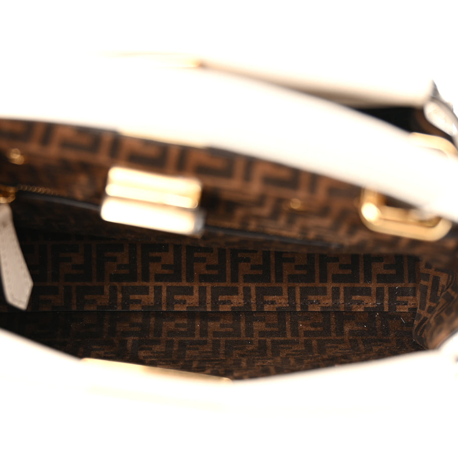 Fendi Vitello Seta Suede FF Mini Peekaboo Iconic Satchel Uovo Sigaro Marrone Image 4