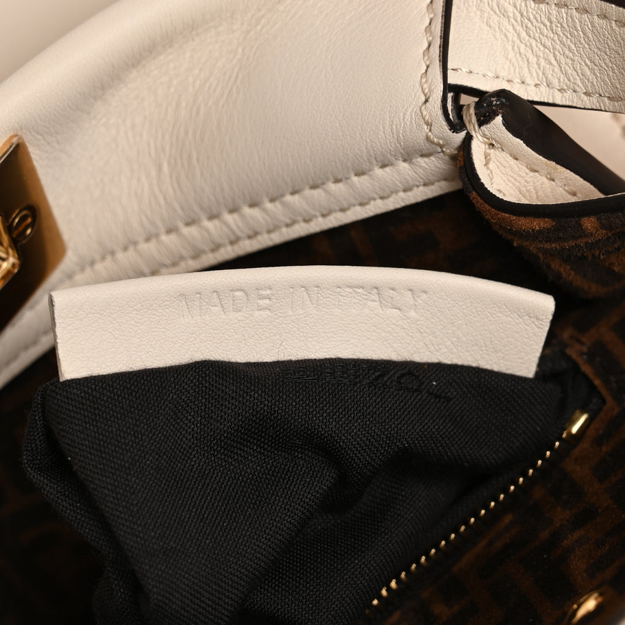 Fendi Vitello Seta Suede FF Mini Peekaboo Iconic Satchel Uovo Sigaro Marrone Image 6