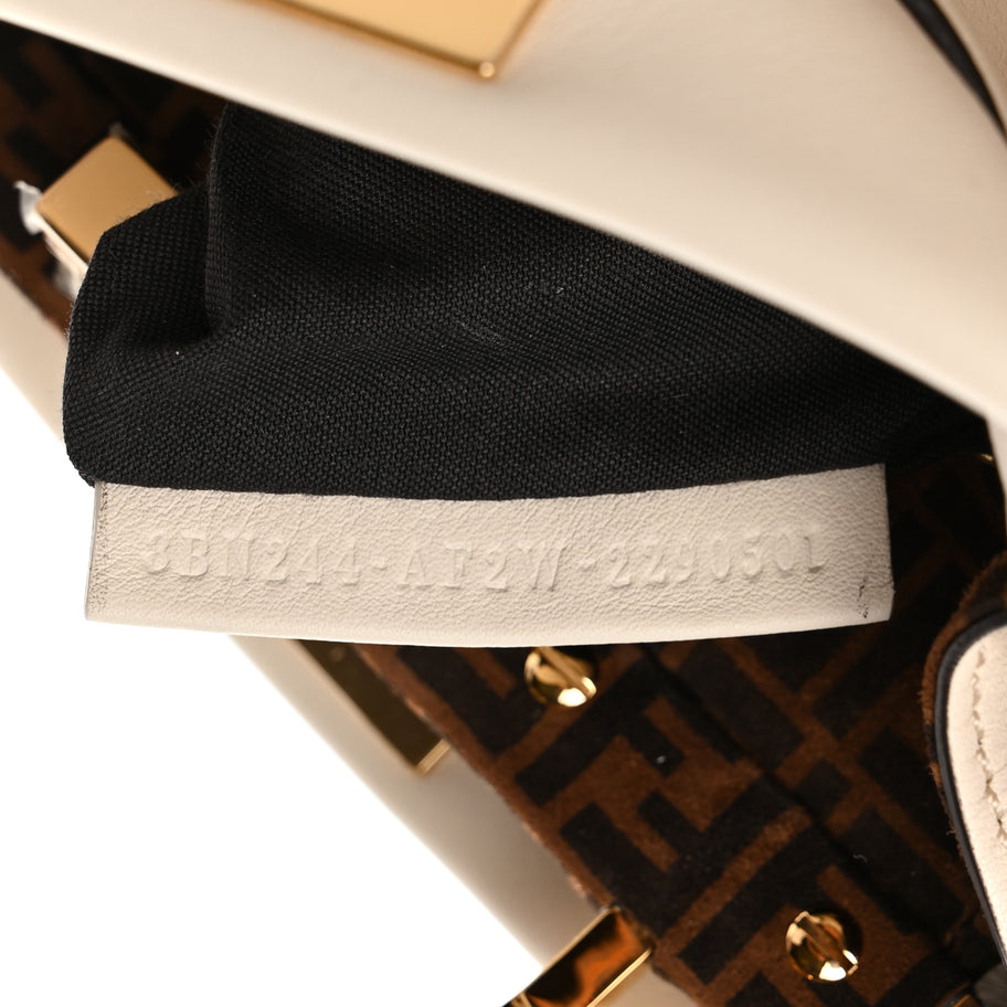 Fendi Vitello Seta Suede FF Mini Peekaboo Iconic Satchel Uovo Sigaro Marrone Image 7