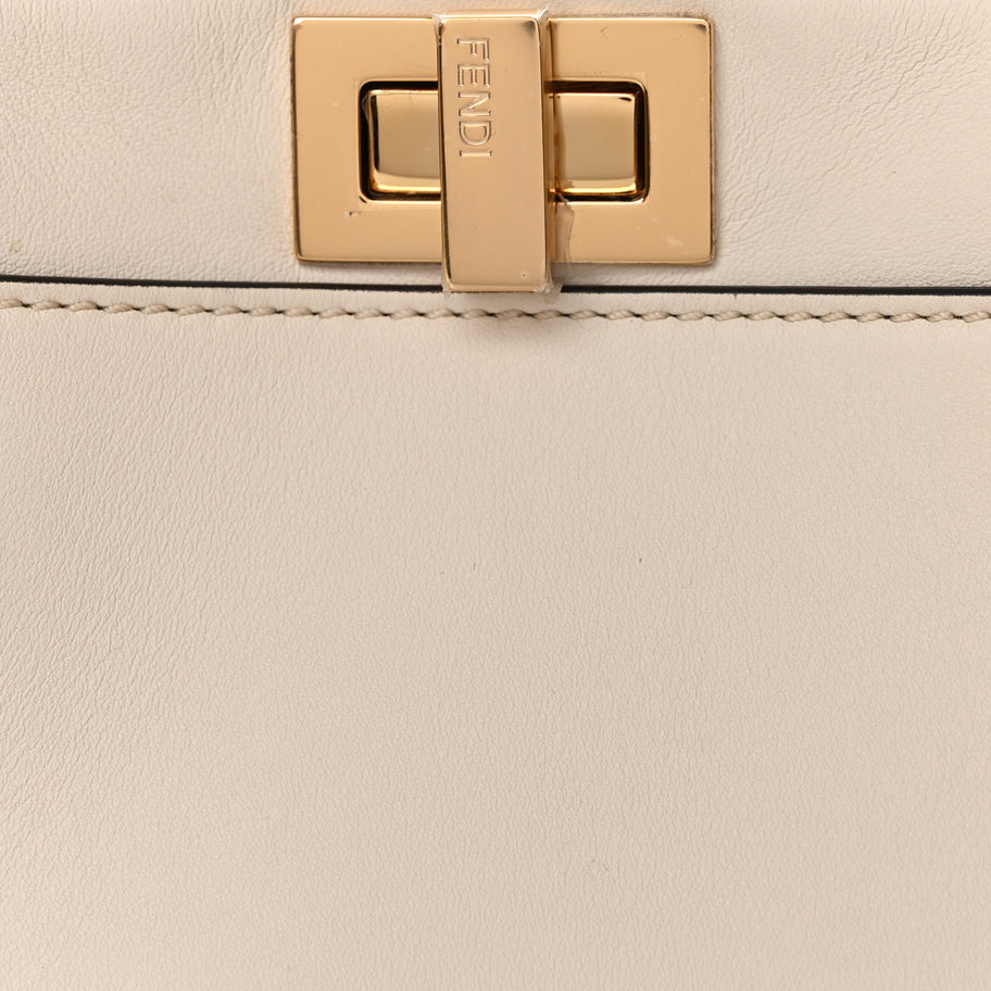 Fendi Vitello Seta Suede FF Mini Peekaboo Iconic Satchel Uovo Sigaro Marrone Image 8