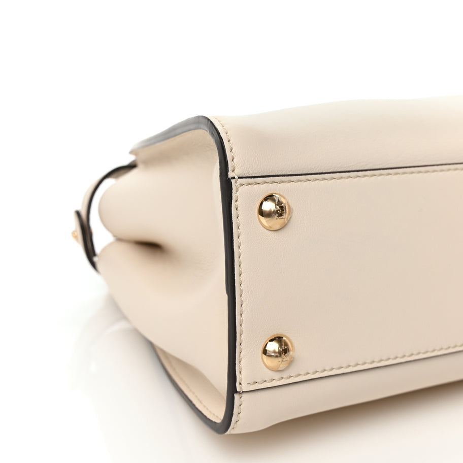 Fendi Vitello Seta Suede FF Mini Peekaboo Iconic Satchel Uovo Sigaro Marrone Image 9