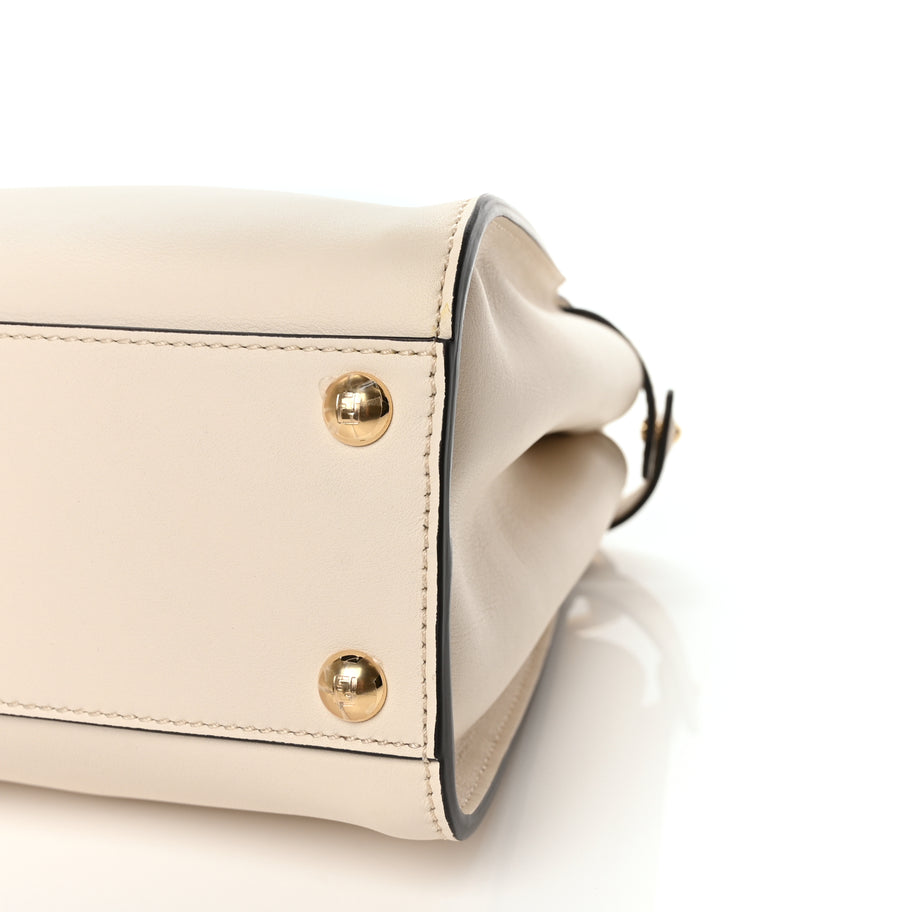 Fendi Vitello Seta Suede FF Mini Peekaboo Iconic Satchel Uovo Sigaro Marrone Image 10