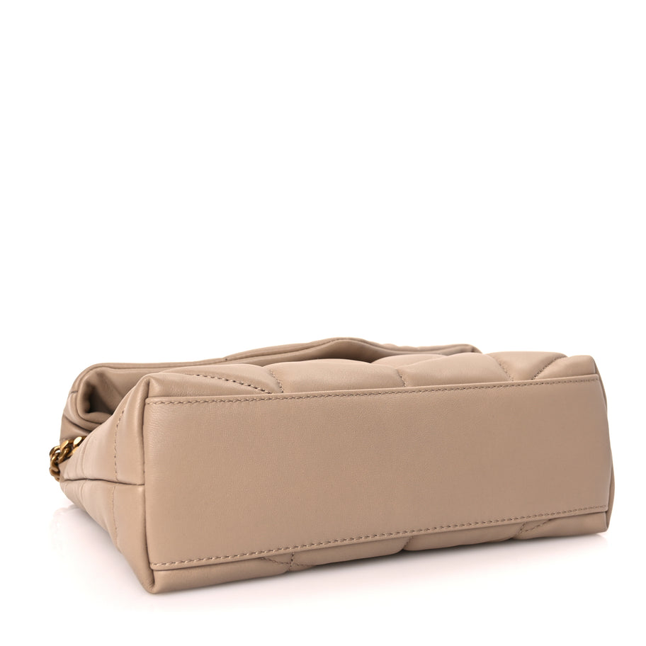 Saint Laurent Lambskin Quilted Toy Loulou Puffer Monogram Chain Satchel Dark Beige Image 3