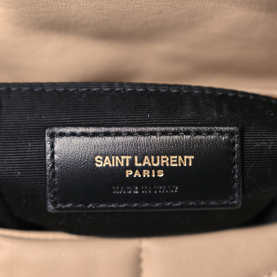 Saint Laurent Lambskin Quilted Toy Loulou Puffer Monogram Chain Satchel Dark Beige Image 5