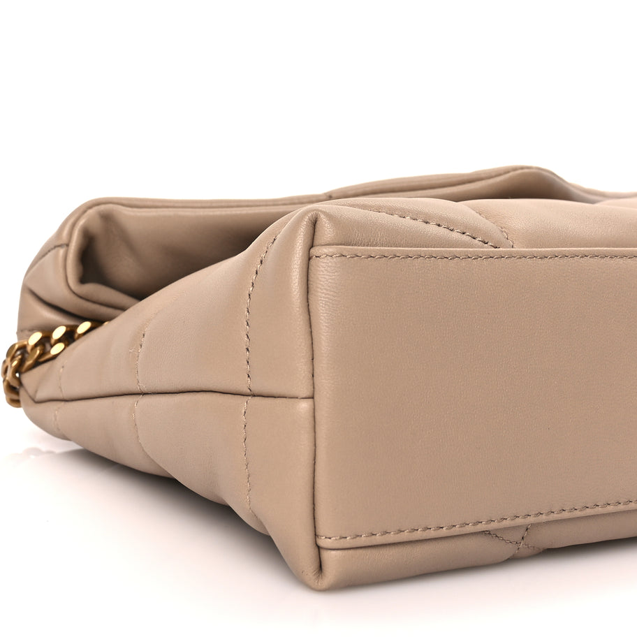 Saint Laurent Lambskin Quilted Toy Loulou Puffer Monogram Chain Satchel Dark Beige Image 7