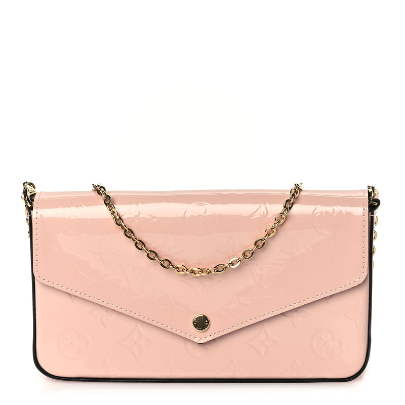  Louis Vuitton Vernis Felicie Chain Wallet  Rose Ballerine