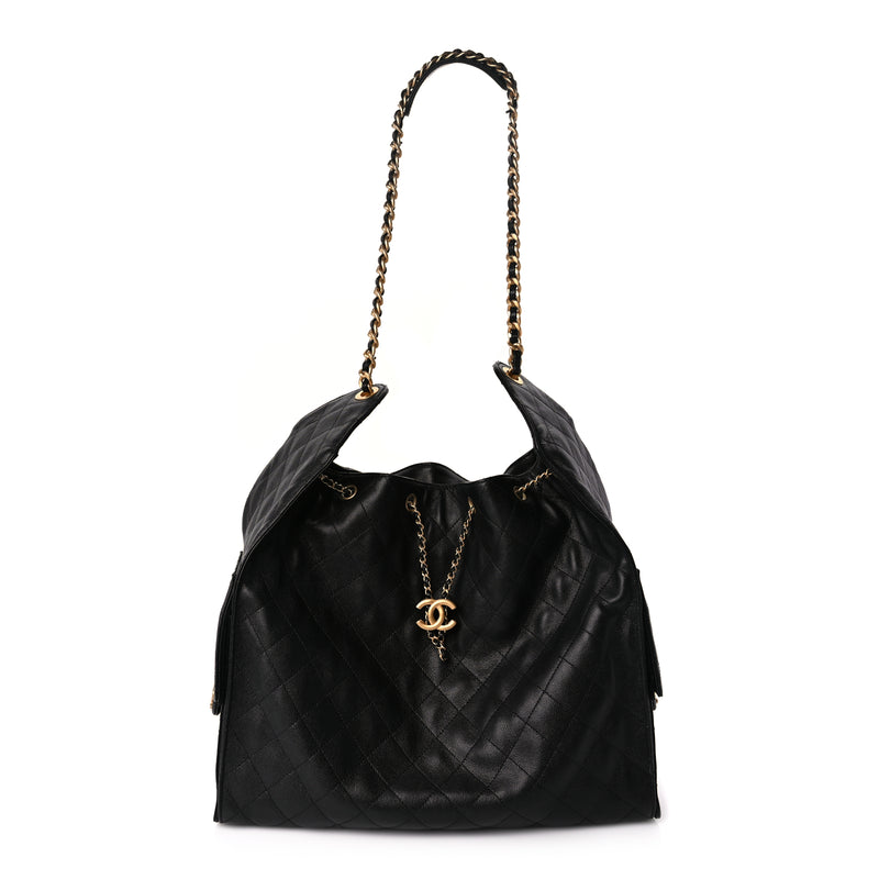  Chanel Caviar Quilted Large Chanel 25 Handbag Black