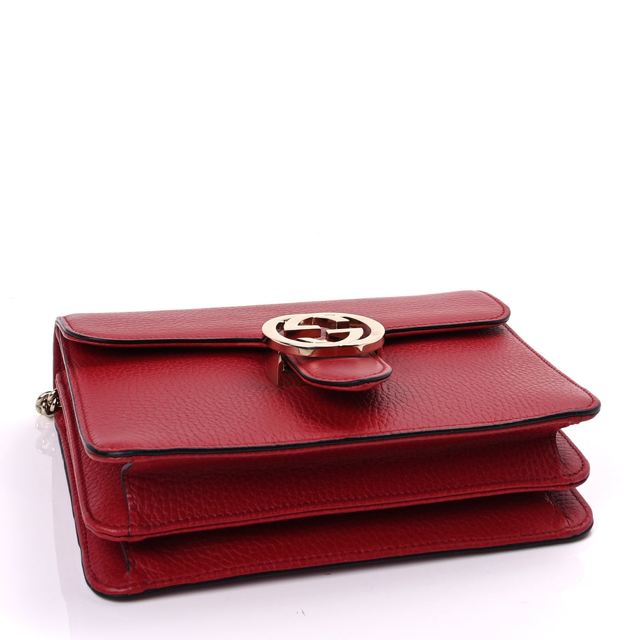 Gucci Dollar Calfskin Small Interlocking G Shoulder Bag Red Image 3