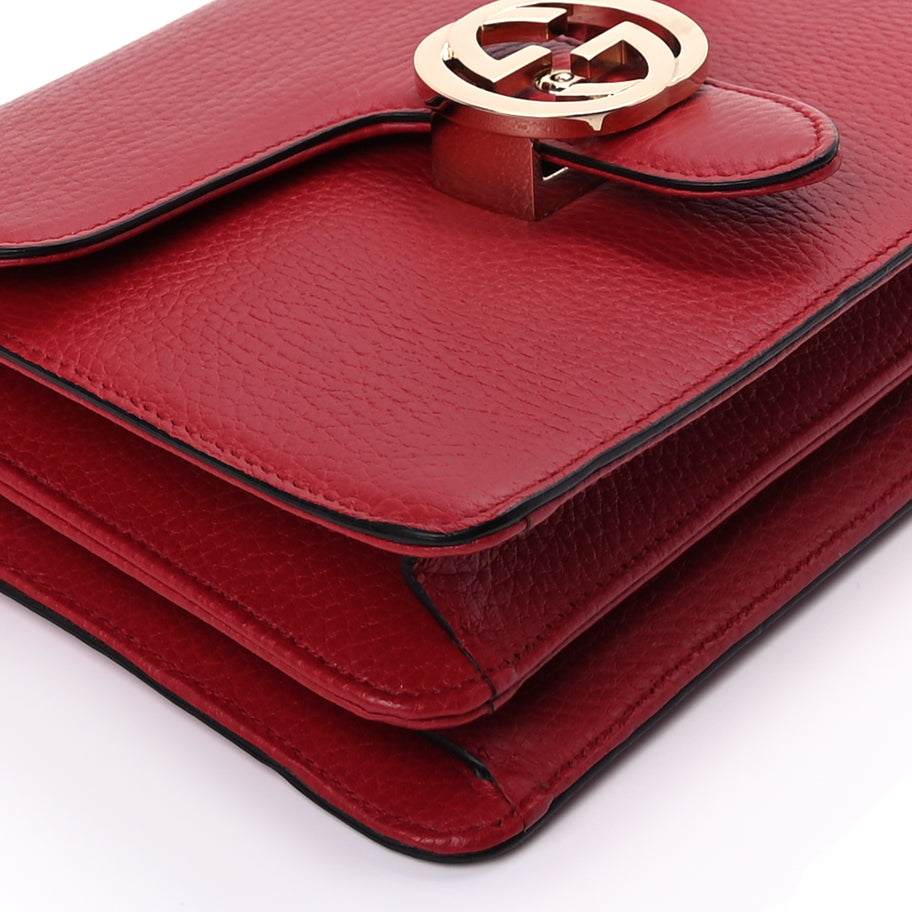 Gucci Dollar Calfskin Small Interlocking G Shoulder Bag Red Image 7