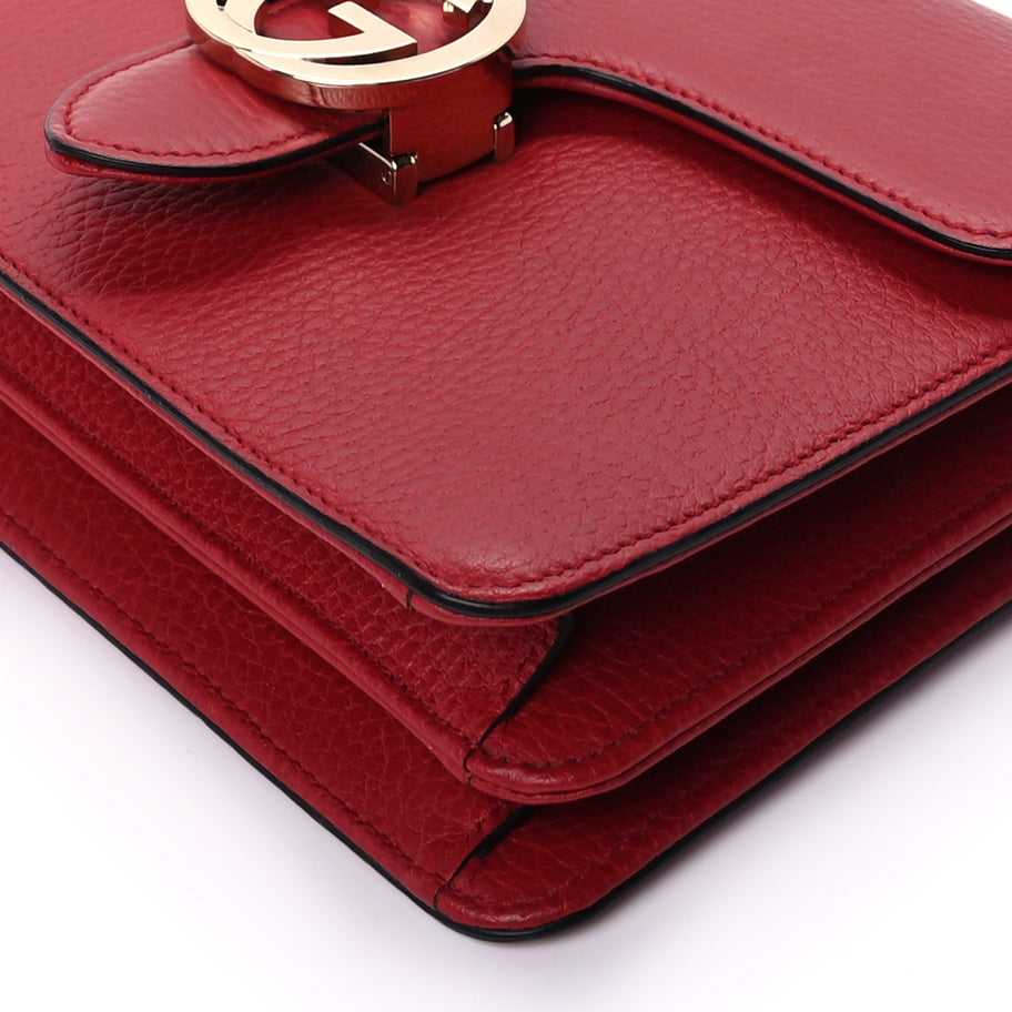 Gucci Dollar Calfskin Small Interlocking G Shoulder Bag Red Image 8
