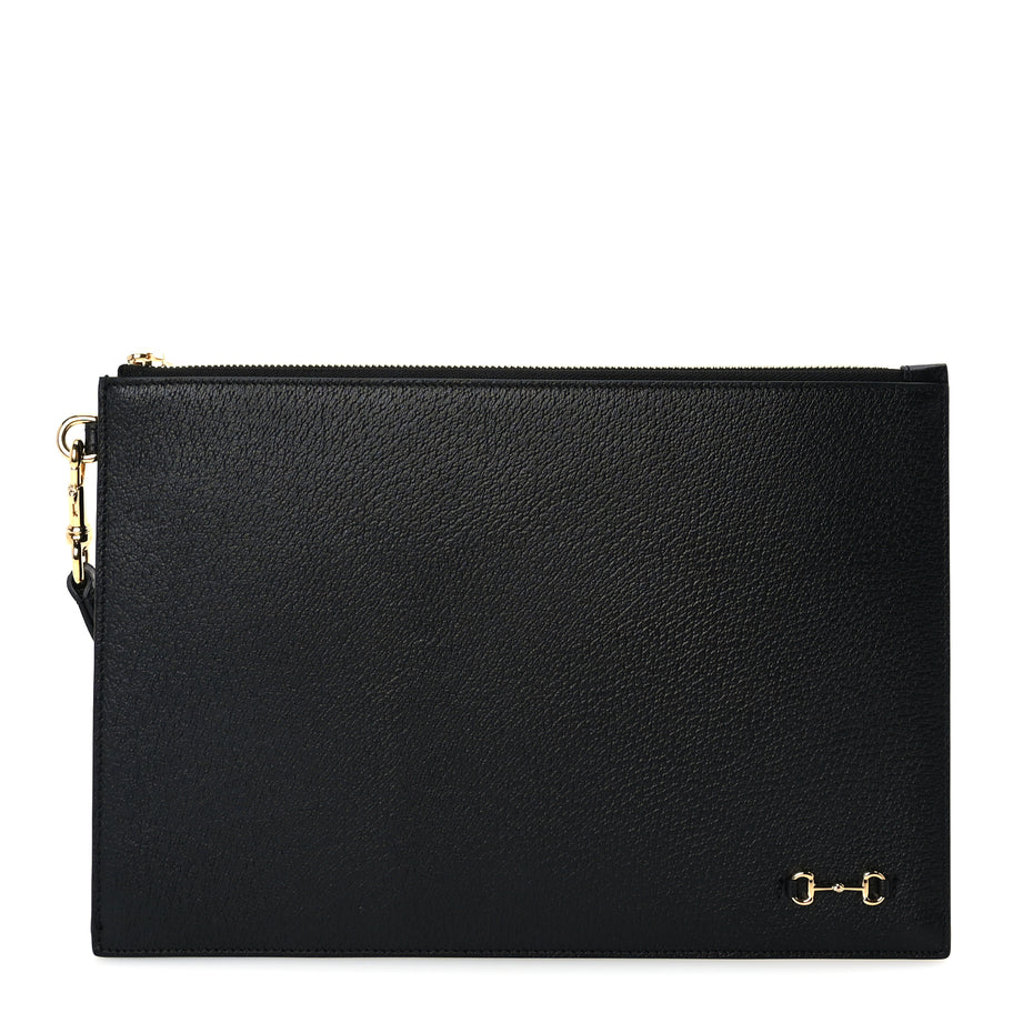 Gucci Calfskin Horsebit 1955 Wristlet Pouch  Black Image 1