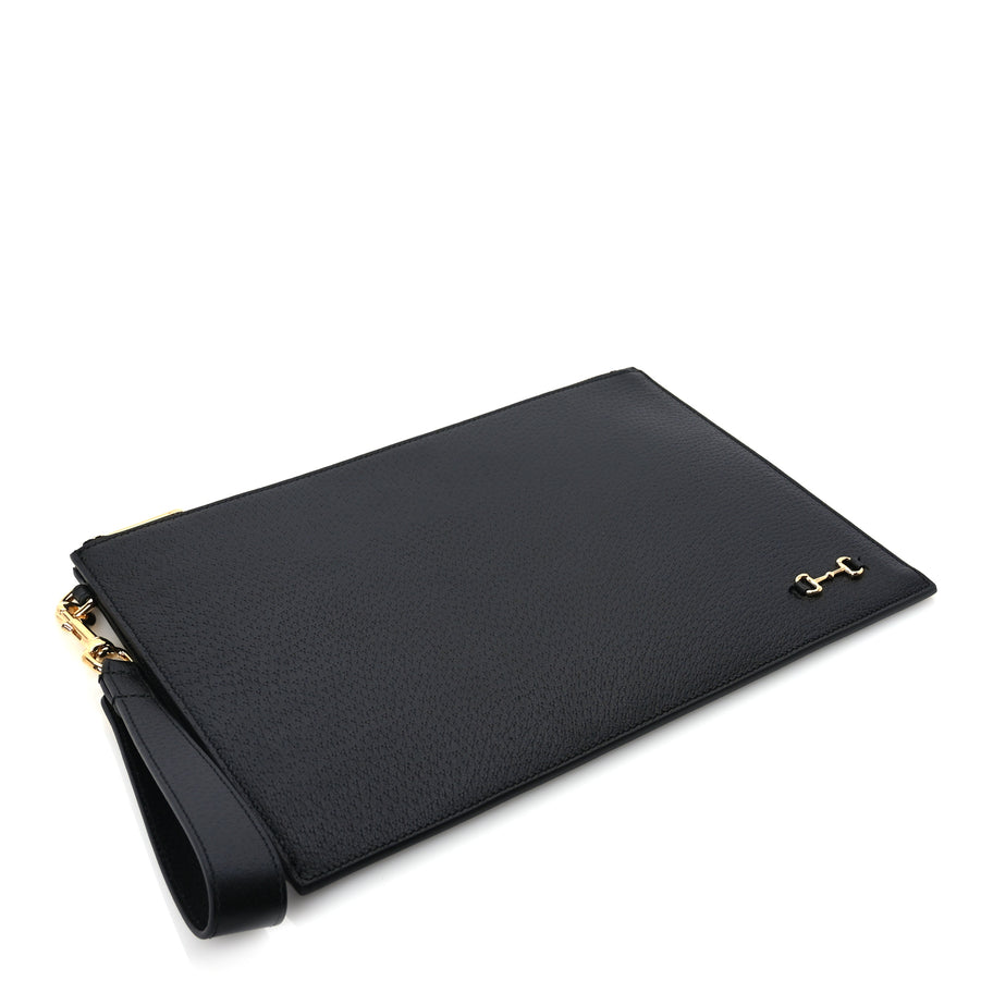 Gucci Calfskin Horsebit 1955 Wristlet Pouch  Black Image 4