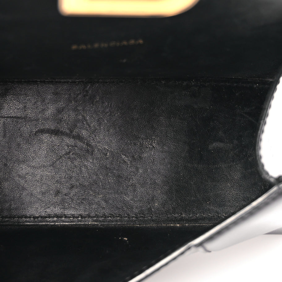 Balenciaga Shiny Box Calfskin Hourglass Top Handle Bag XS Black Image 4