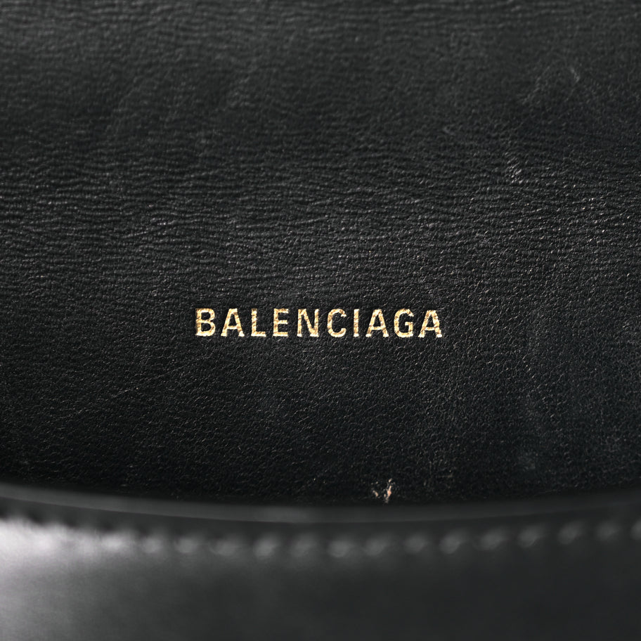 Balenciaga Shiny Box Calfskin Hourglass Top Handle Bag XS Black Image 5