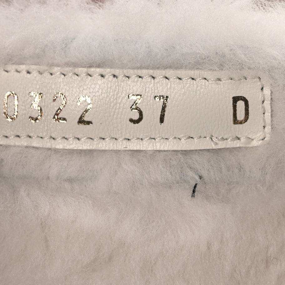 Christian Dior Shearling Canvas Embroidered Chez Moi Strap Slide Sandal 37 Off White Black Image 8