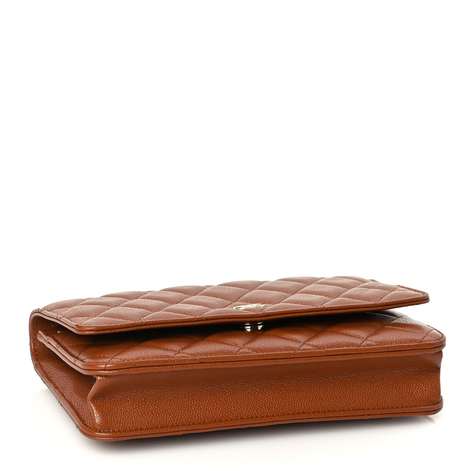 Chanel Caviar Quilted Wallet On Chain WOC Light Brown Image 3