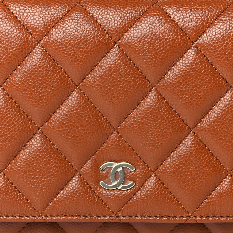 Chanel Caviar Quilted Wallet On Chain WOC Light Brown Image 7